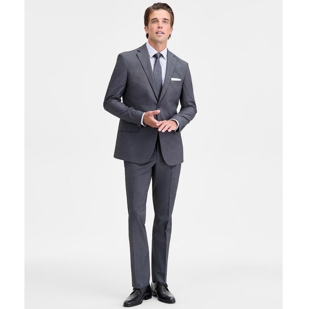 $395 NEW DKNY MENS 38S GRAY BIRDSEYE SOFT 2 PIECE SUIT WITH DRESS PANTS 31X30